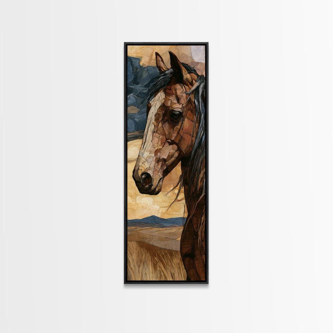 Horse Head Rendered Canvas Print, Equestrian Art, Art Print, Living Room Decor, Abstract Art, Equestrian, Large Wall Art, EQU-1x3-90