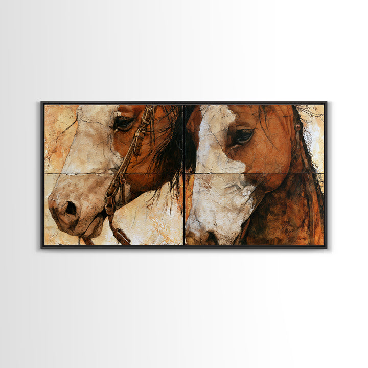 Horse Head Rendered Canvas Print, Equestrian Art, Living Room Decor, Abstract Art, Equestrian, Modern Wall Art, EQU-2x1-74