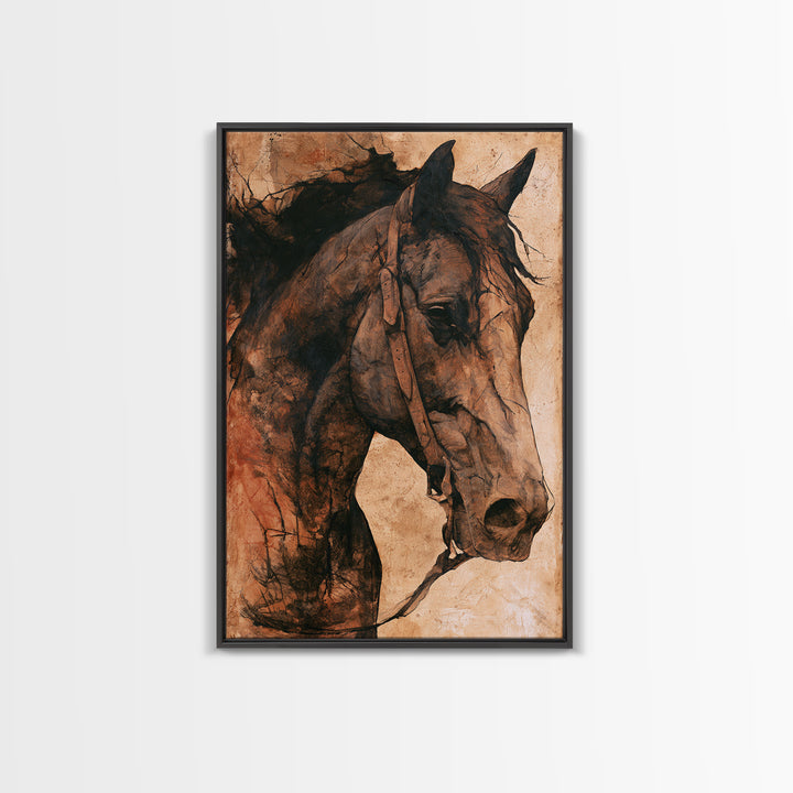 Horse Head Rendered Canvas Print, Equestrian Art, Art Print, Living Room Decor, Abstract Art, Equestrian, Large Wall Art, EQU-2x3-14