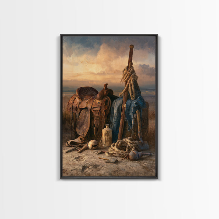 Stable Tools Arranged Like Old Master Still Canvas Print, Equestrian Art, Statement Artwork, Living Room Decor, Equestrian, EQU-2x3-31