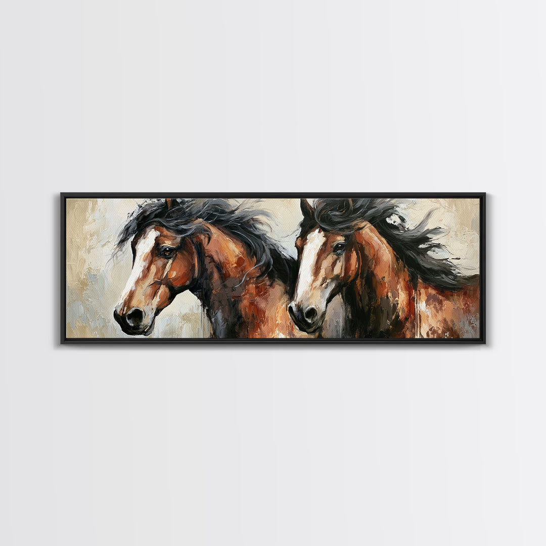 Chestnut Horse Portrait Framed Canvas Print, Equestrian Art, Farmhouse Wall Art, Living Room Decor, Fine Art, Equestrian, EQU-3x1-73