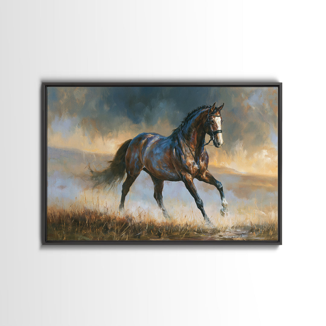 Dressage Horse in Refined Classical Pose Canvas Print, Equestrian Art, Living Room Decor, Equestrian, Farmhouse Wall Art, EQU-3x2-38