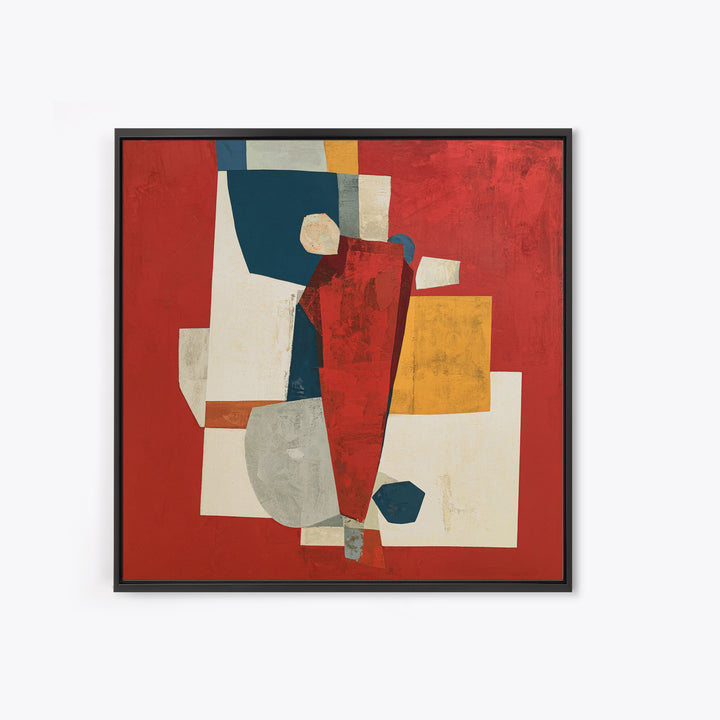 Red Room Interior Abstraction Without Realistic Furniture Canvas Print, Expressionist Art, Living Room Decor, Abstract Art, EXP-1x1-19