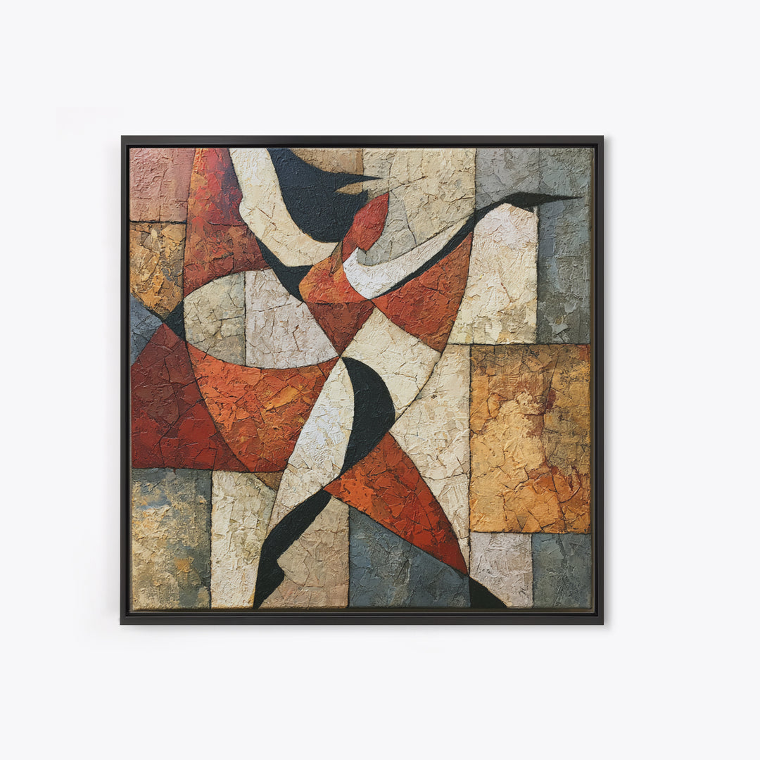 Dancer Figure Fractured into Vibrant Movement Canvas Print, Expressionist Art, Digital Art, Living Room Decor, Expression, EXP-1x1-28