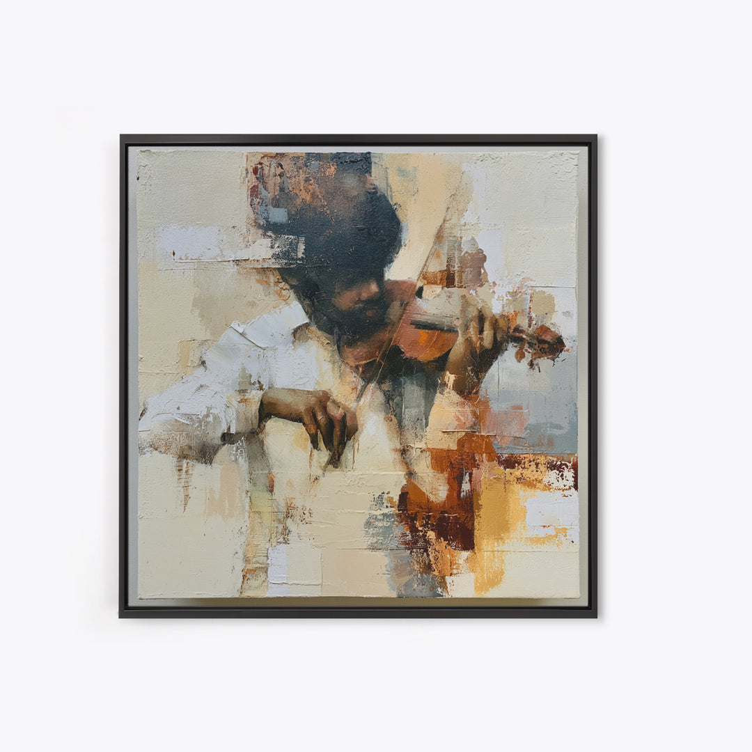 Violinist Painted in Electric Brush Marks Canvas Print, Expressionist Art, Boho Decor, Living Room Decor, Expression, EXP-1x1-37