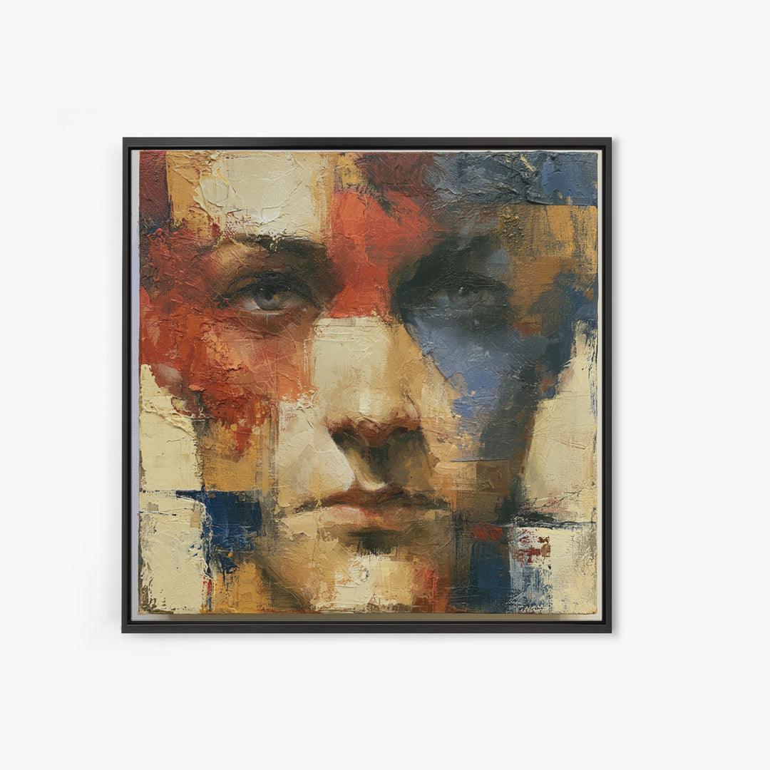 Emotional Portrait with Bold Red and Blue Canvas Print, Expressionist Art, Downloadable Prints, Living Room Decor, Expression, EXP-1x1-50