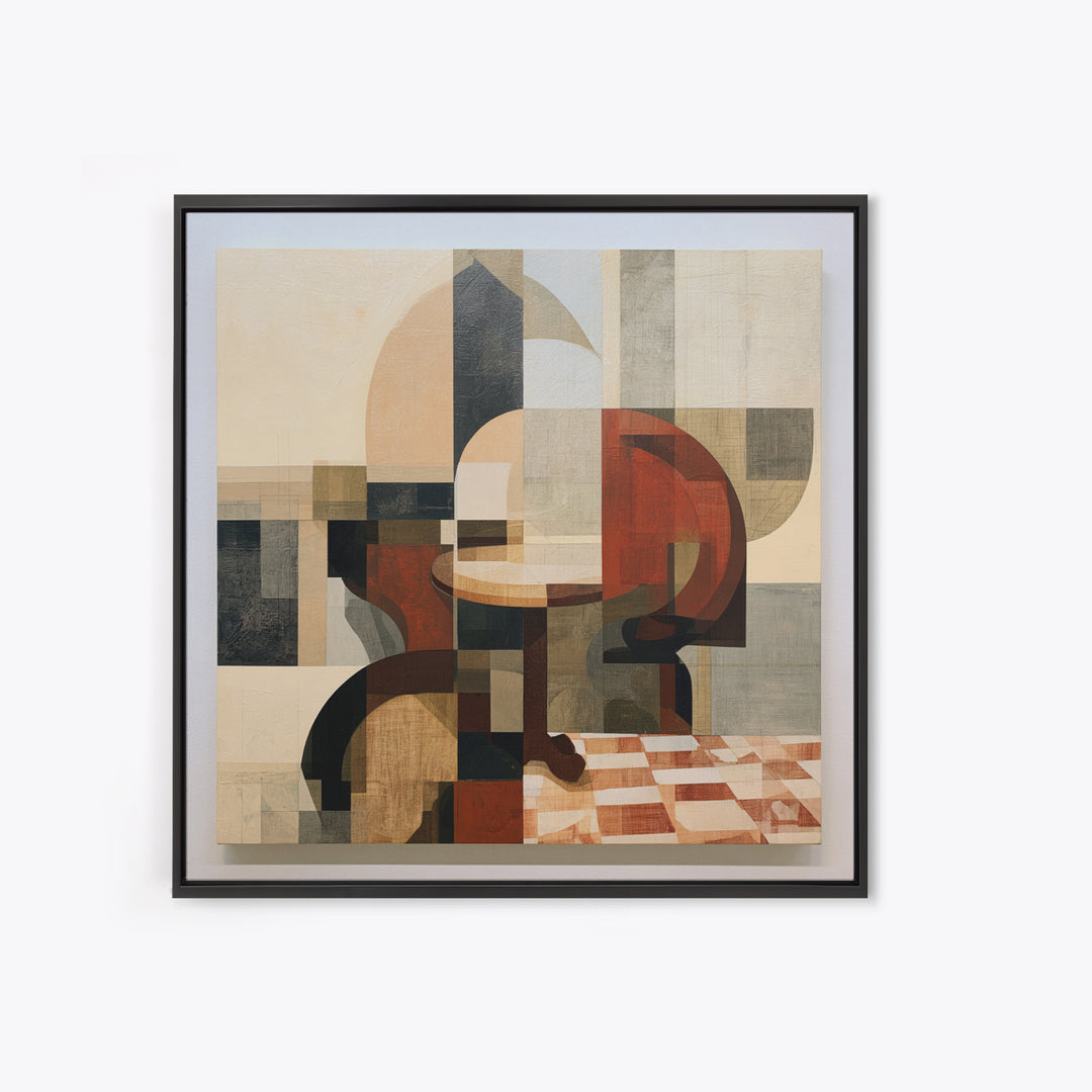 Lonely Caf Table Framed Canvas Print, Expressionist Art, Textured Painting, Living Room Decor, Fine Art, Expression, EXP-1x1-53