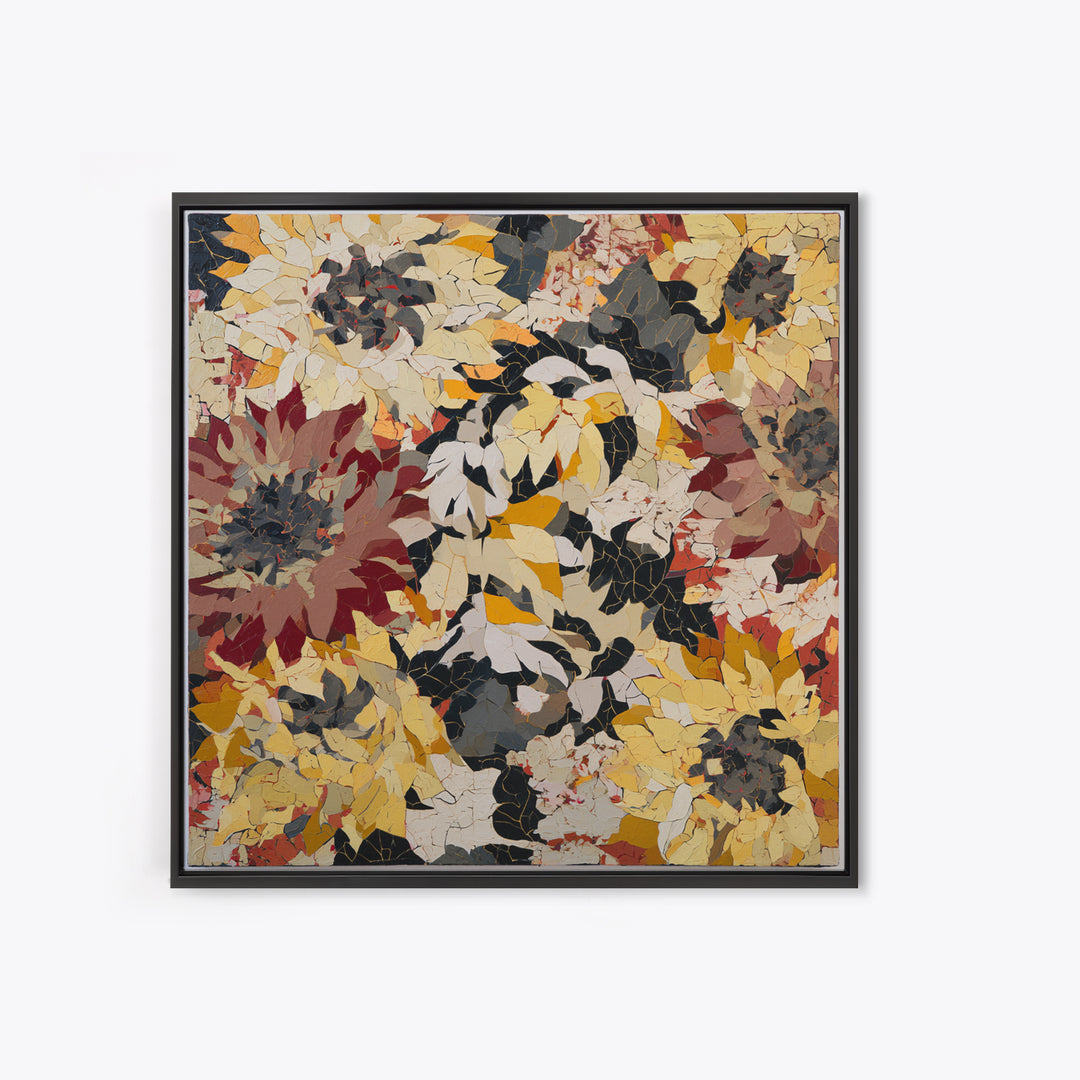 Sunflowers Twisting in Intense Painted Energy Canvas Print, Expressionist Art, Large Wall Art, Living Room Decor, Expression, EXP-1x1-56