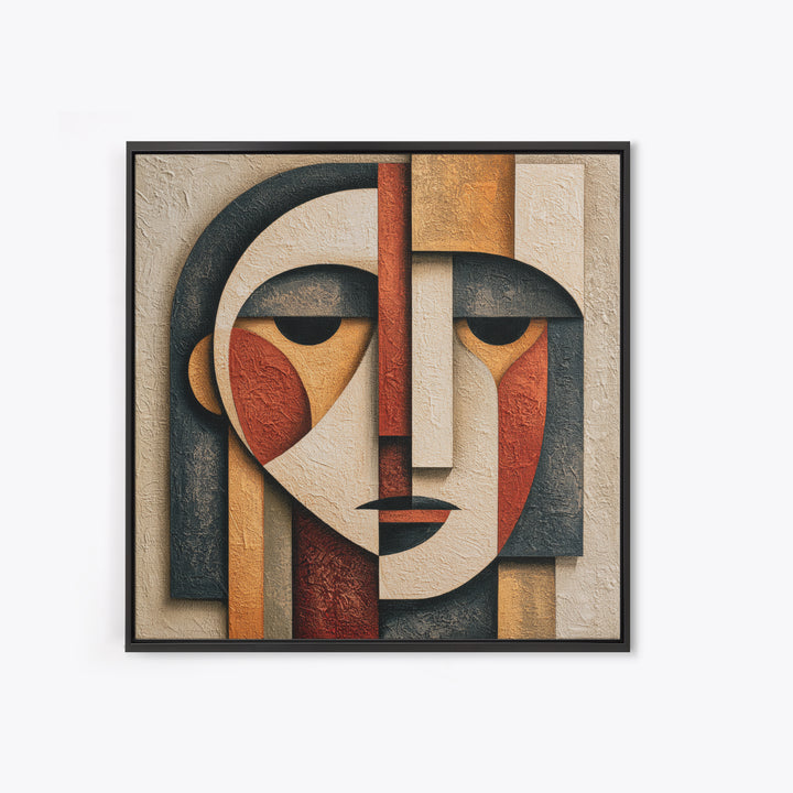Abstract Face Split by Contrasting Emotions Canvas Print, Expressionist Art, Gallery Decor, Living Room Decor, Expression, EXP-1x1-59