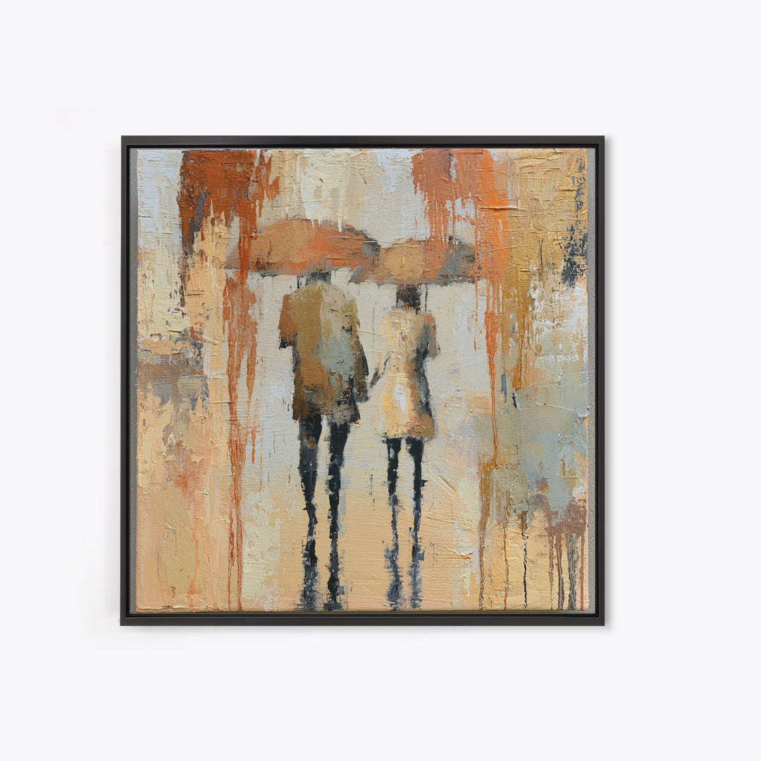Couple Walking Through Rain Framed Canvas Print, Expressionist Art, Downloadable Prints, Living Room Decor, Expression, EXP-1x1-71