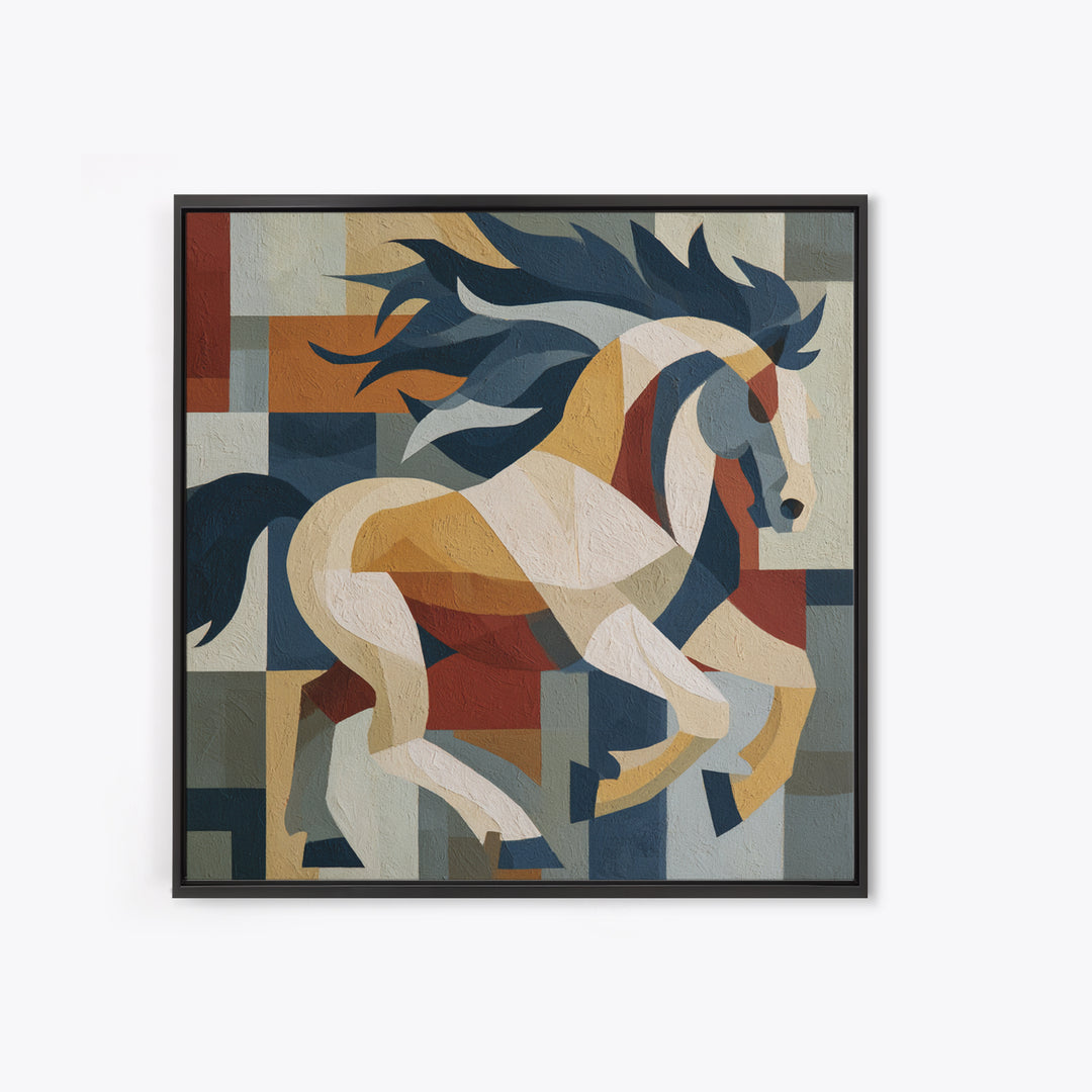 Expressionist Horse in Motion with Wild Mane Canvas Print, Expressionist Art, Boho Decor, Living Room Decor, Oil Painting, EXP-1x1-82