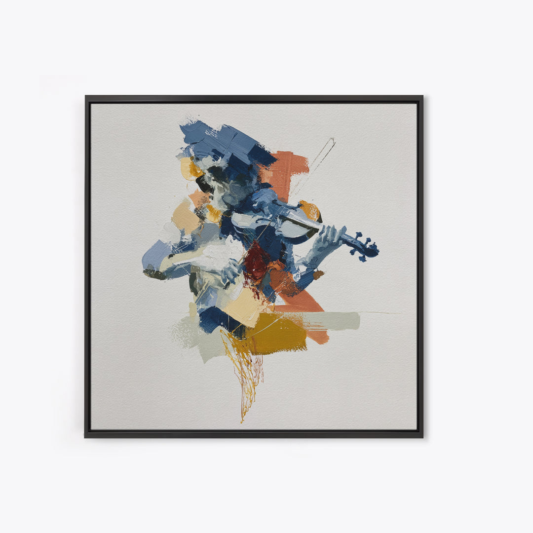 Violinist Painted in Electric Brush Marks Canvas Print, Expressionist Art, Minimalist Decor, Living Room Decor, Expression, EXP-1x1-85