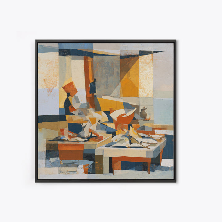 Fish Market Scene Canvas Print, Expressionist Art, Modern Decor, Living Room Decor, Abstract Art, Expression, Wall Decor, EXP-1x1-94