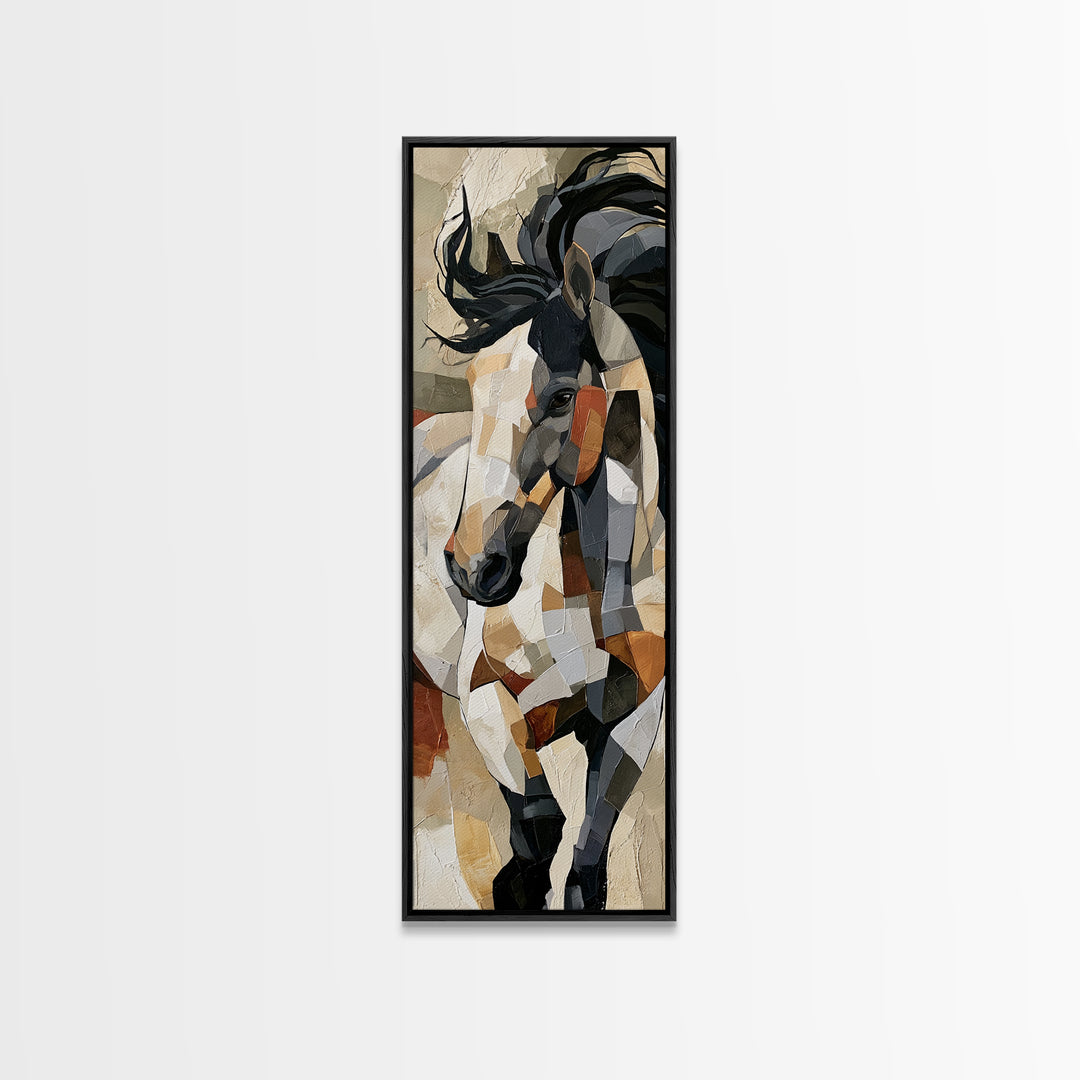 Expressionist Horse in Motion with Wild Mane Canvas Print, Expressionist Art, Minimalist Wall Art, Living Room Decor, EXP-1x3-22