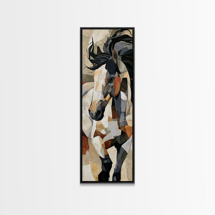 Expressionist Horse in Motion with Wild Mane Canvas Print, Expressionist Art, Minimalist Wall Art, Living Room Decor, EXP-1x3-22