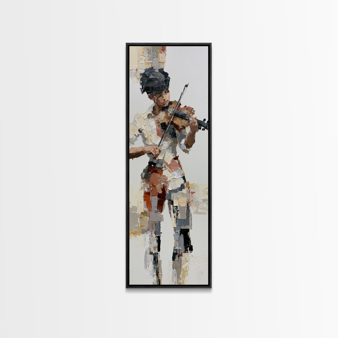 Violinist Painted in Electric Brush Marks Canvas Print, Expressionist Art, Digital Wall Art, Living Room Decor, Expression, EXP-1x3-25