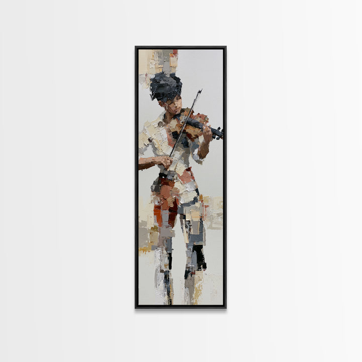 Violinist Painted in Electric Brush Marks Canvas Print, Expressionist Art, Digital Wall Art, Living Room Decor, Expression, EXP-1x3-25