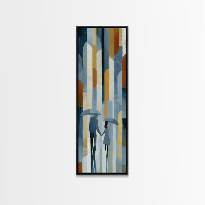 Couple Walking Through Rain Canvas Print, Expressionist Art, Large Wall Art, Living Room Decor, Fine Art, Expression, EXP-1x3-35