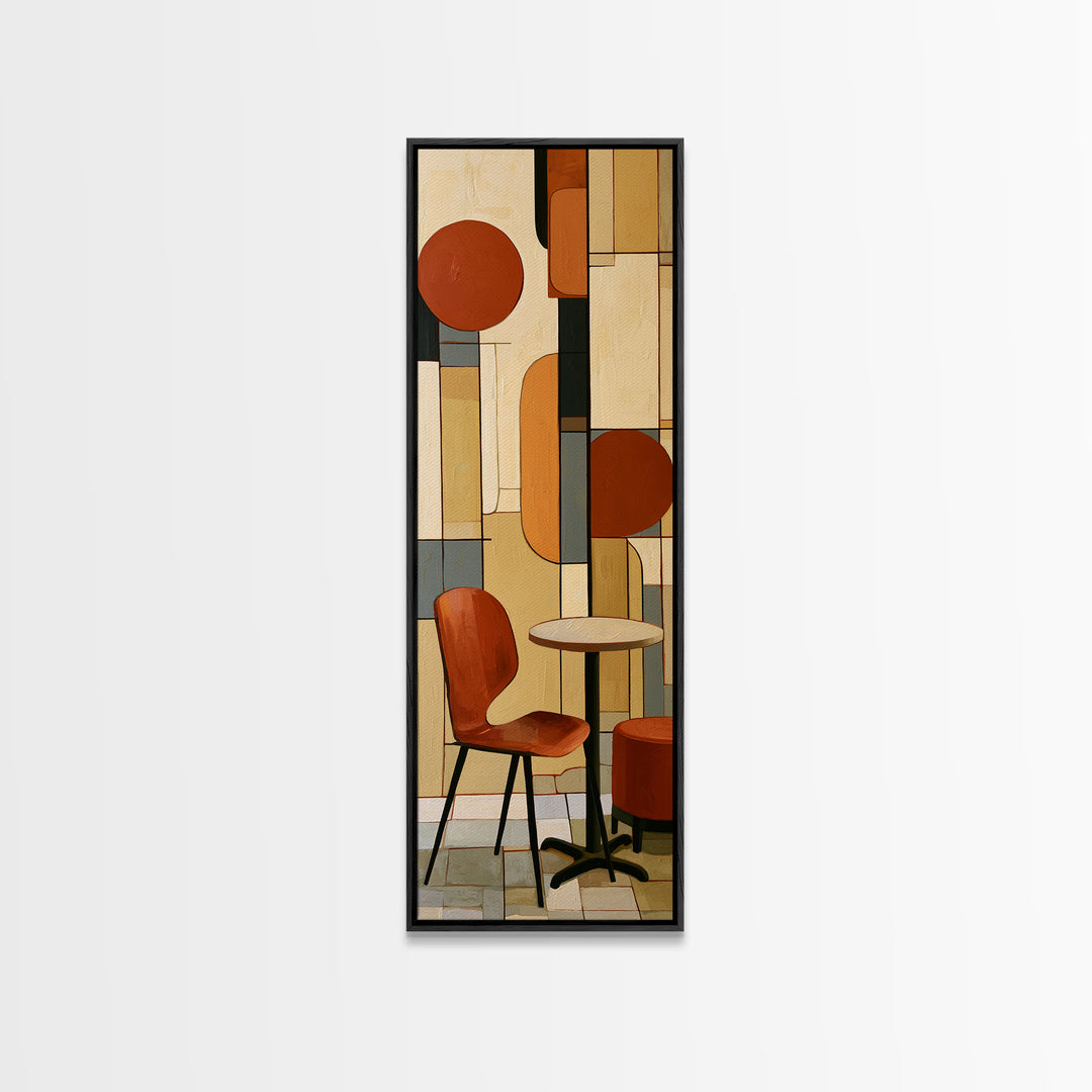 Lonely Caf Table Canvas Print, Expressionist Art, Blue Wall Art, Living Room Decor, Fine Art, Expression, Luxury Decor, EXP-1x3-41