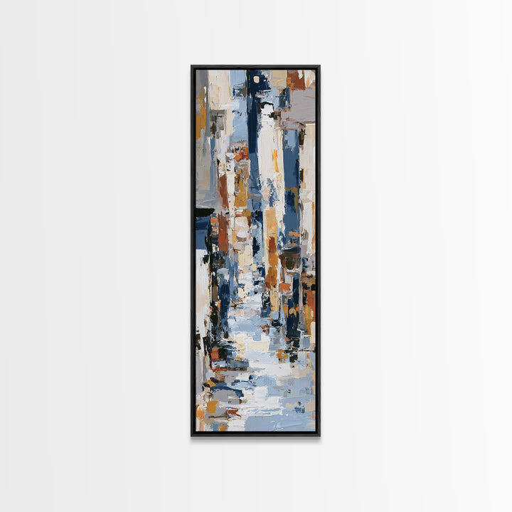 Distorted City Street Framed Canvas Print, Expressionist Art, Painting, Living Room Decor, Expression, Abstract Wall Art, EXP-1x3-61