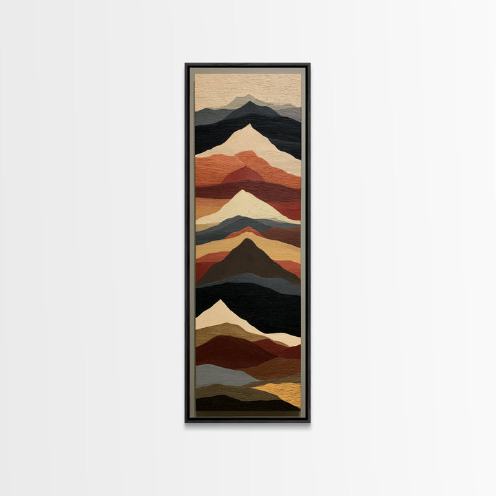 Mountain Landscape in Vibrating Color Bands Canvas Print, Expressionist Art, Unique Wall Art, Living Room Decor, Expression, EXP-1x3-81