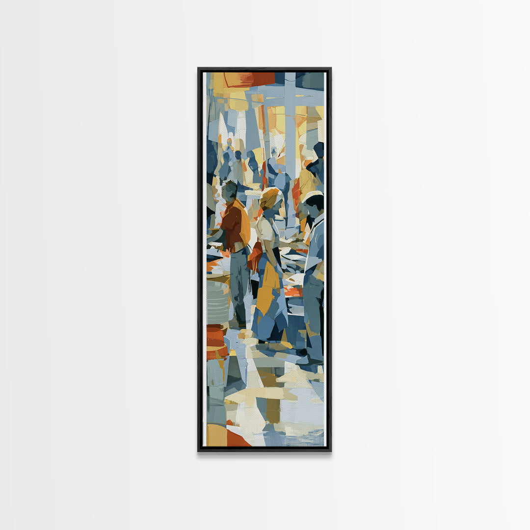 Fish Market Scene Canvas Print, Expressionist Art, Boho Decor, Living Room Decor, Fine Art, Expression, Digital Prints, EXP-1x3-82