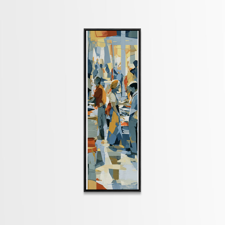 Fish Market Scene Canvas Print, Expressionist Art, Boho Decor, Living Room Decor, Fine Art, Expression, Digital Prints, EXP-1x3-82