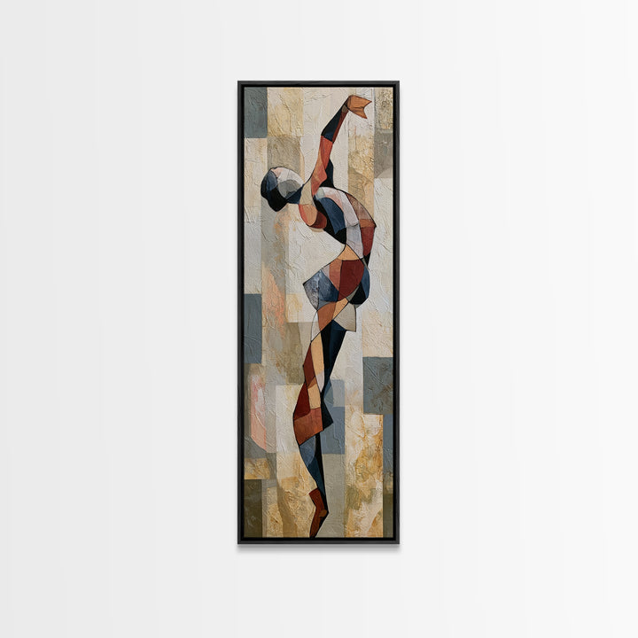 Dancer Figure Fractured into Vibrant Movement Canvas Print, Expressionist Art, Modern Art, Living Room Decor, Oil Painting, EXP-1x3-88