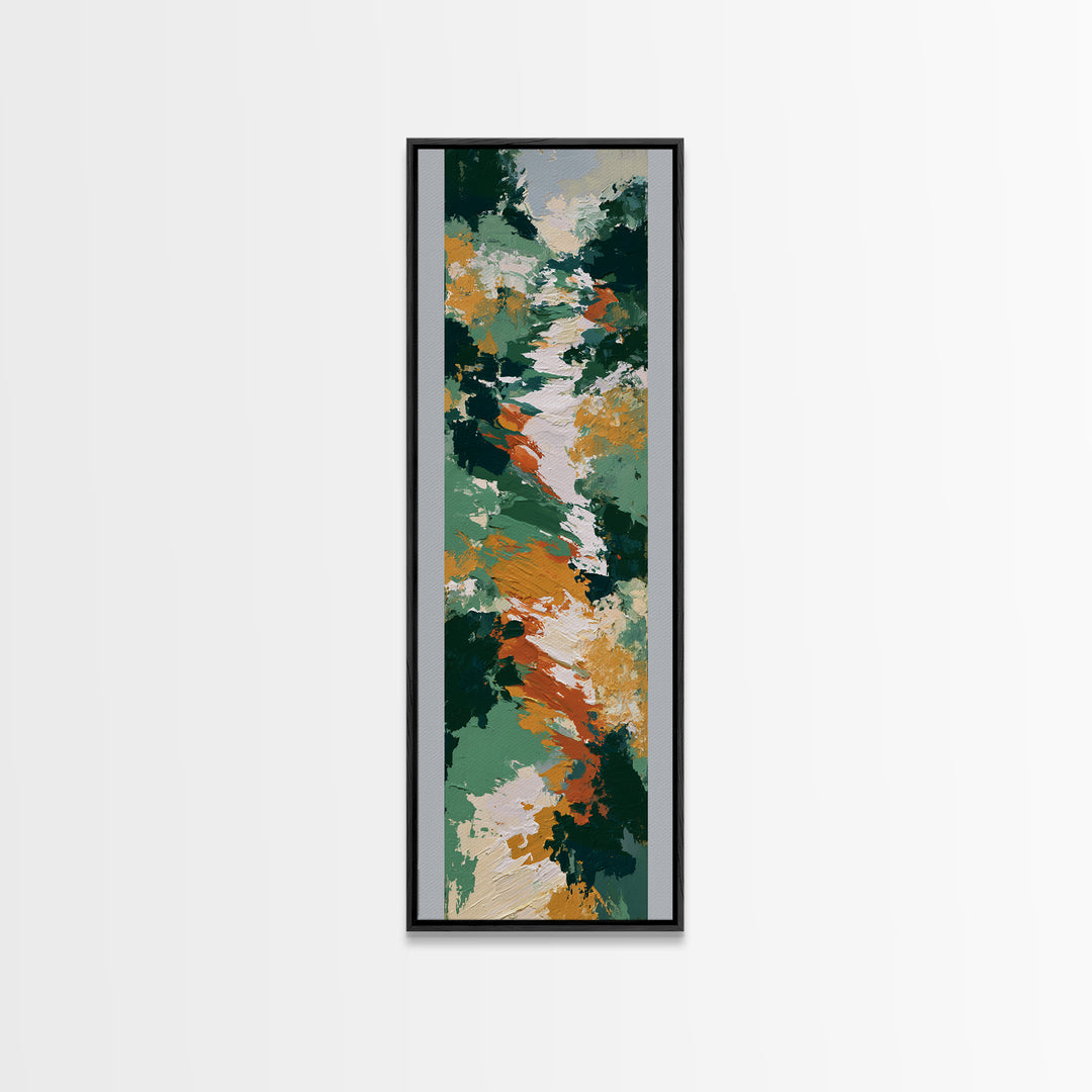 Garden Path with Thick Green and Orange Canvas Print, Expressionist Art, Textured Painting, Living Room Decor, Expression, EXP-1x3-98