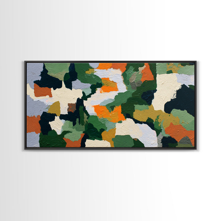 Garden Path with Thick Green and Orange Canvas Print, Expressionist Art, Contemporary Art, Living Room Decor, Expression, EXP-2x1-10