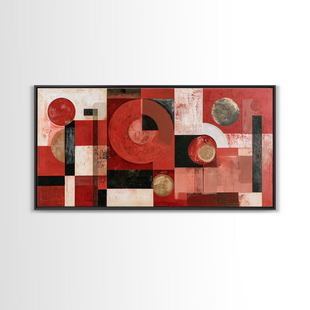 Red Room Interior Abstraction Without Realistic Furniture Canvas Print, Expressionist Art, Living Room Decor, Expression, EXP-2x1-15