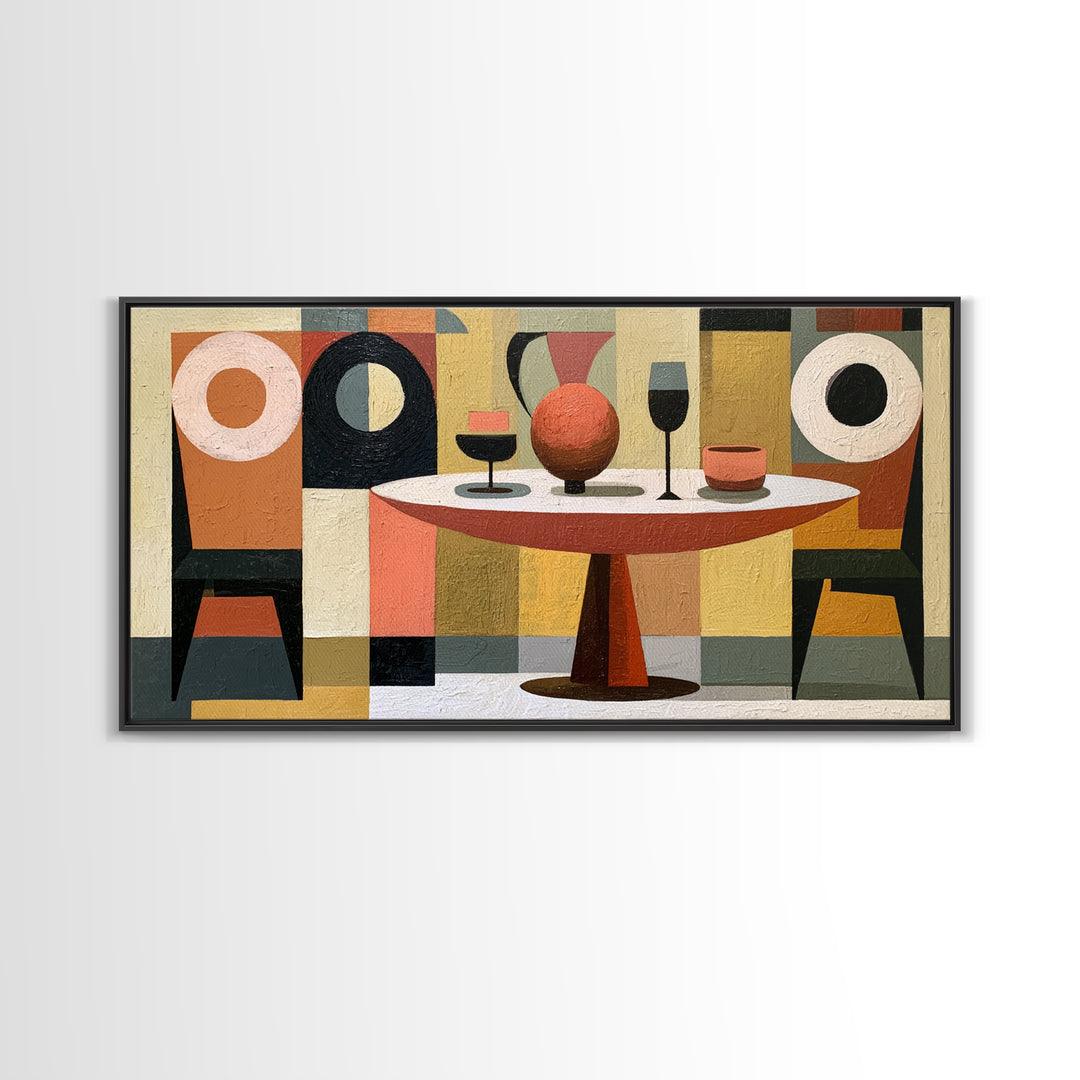 Lonely Caf Table Framed Canvas Print, Expressionist Art, Printable Wall Art, Living Room Decor, Fine Art, Expression, EXP-2x1-25