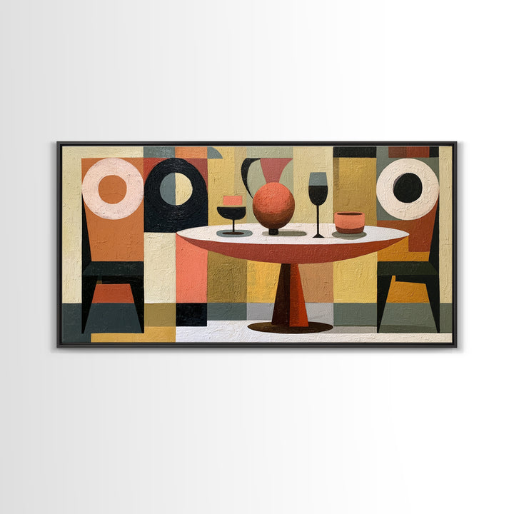 Lonely Caf Table Framed Canvas Print, Expressionist Art, Printable Wall Art, Living Room Decor, Fine Art, Expression, EXP-2x1-25