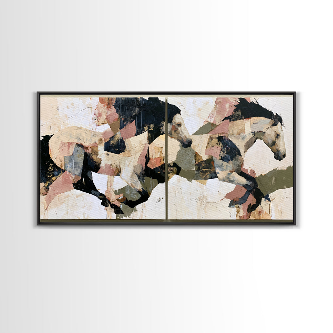 Expressionist Horse in Motion with Wild Mane Canvas Print, Expressionist Art, Minimalist Decor, Living Room Decor, Expression, EXP-2x1-30