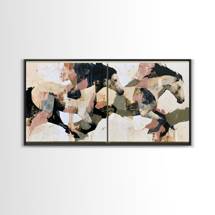 Expressionist Horse in Motion with Wild Mane Canvas Print, Expressionist Art, Minimalist Decor, Living Room Decor, Expression, EXP-2x1-30