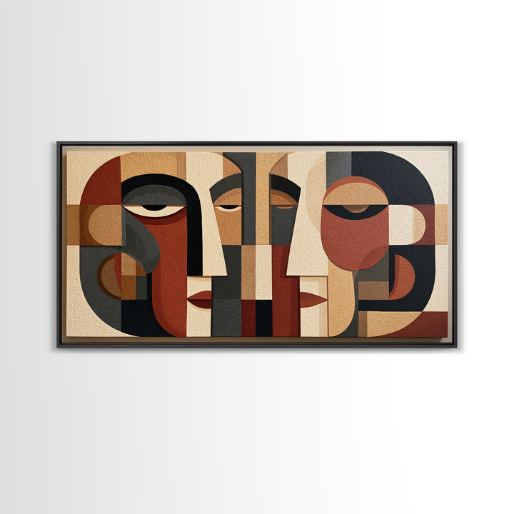 Abstract Face Split by Contrasting Emotions Canvas Print, Expressionist Art, Large Wall Art, Living Room Decor, Expression, EXP-2x1-31
