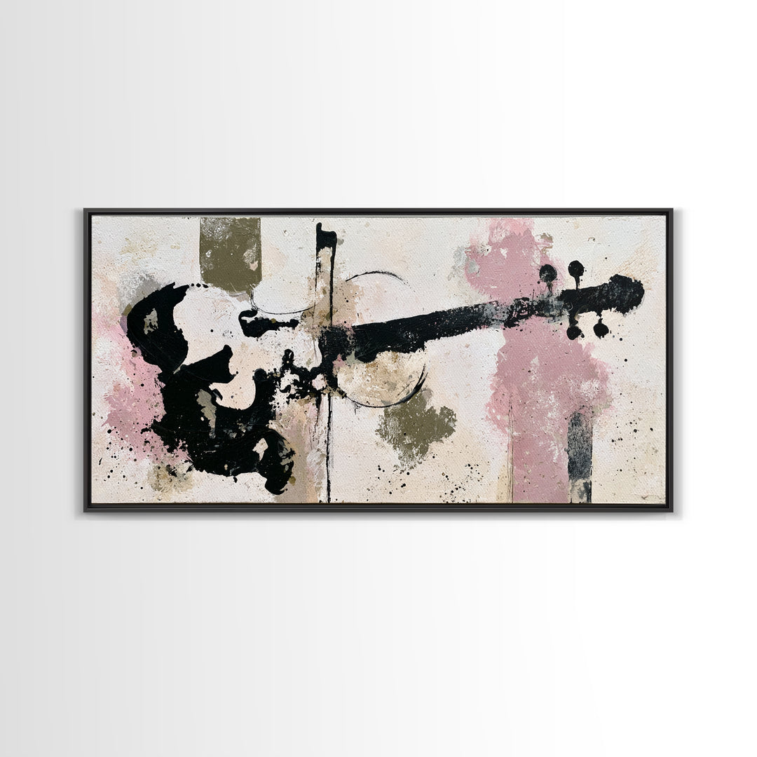 Violinist Painted in Electric Brush Marks Framed Canvas Print, Expressionist Art, Painting, Living Room Decor, Expression, EXP-2x1-33