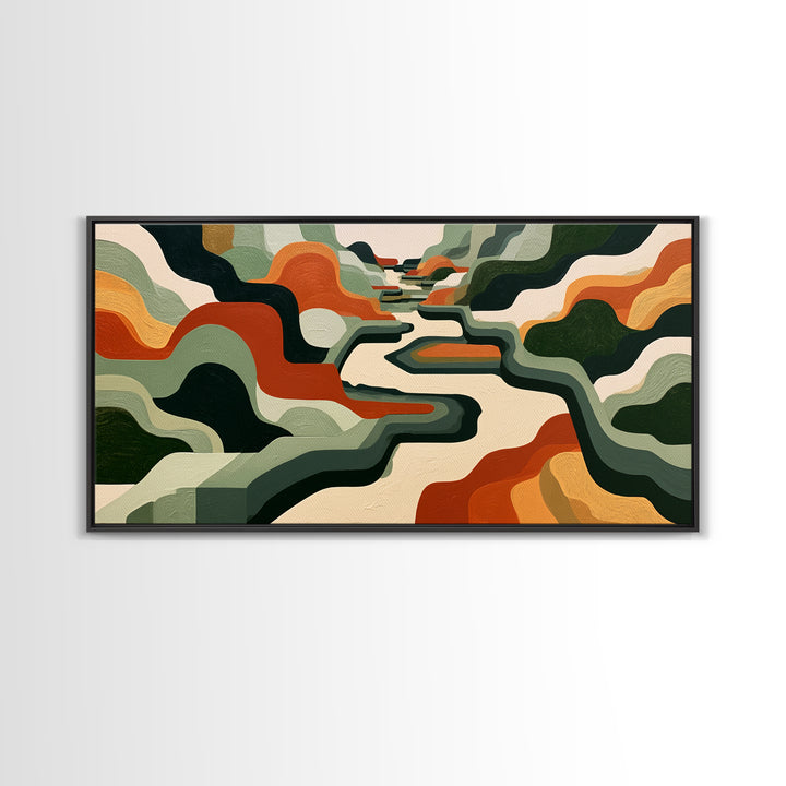 Garden Path with Thick Green and Orange Canvas Print, Expressionist Art, Contemporary Art, Living Room Decor, Expression, EXP-2x1-34