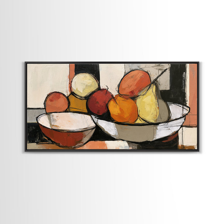 Bold Still Life of Fruit Framed Canvas Print, Expressionist Art, Digital Prints, Living Room Decor, Abstract Art, Expression, EXP-2x1-37
