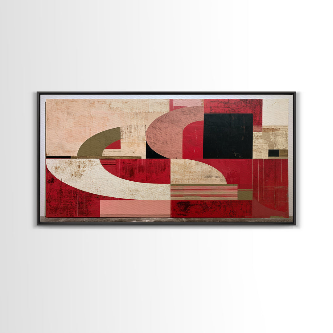 Red Room Interior Abstraction Without Realistic Furniture Canvas Print, Expressionist Art, Digital Art, Living Room Decor, EXP-2x1-39