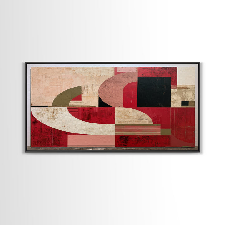 Red Room Interior Abstraction Without Realistic Furniture Canvas Print, Expressionist Art, Digital Art, Living Room Decor, EXP-2x1-39