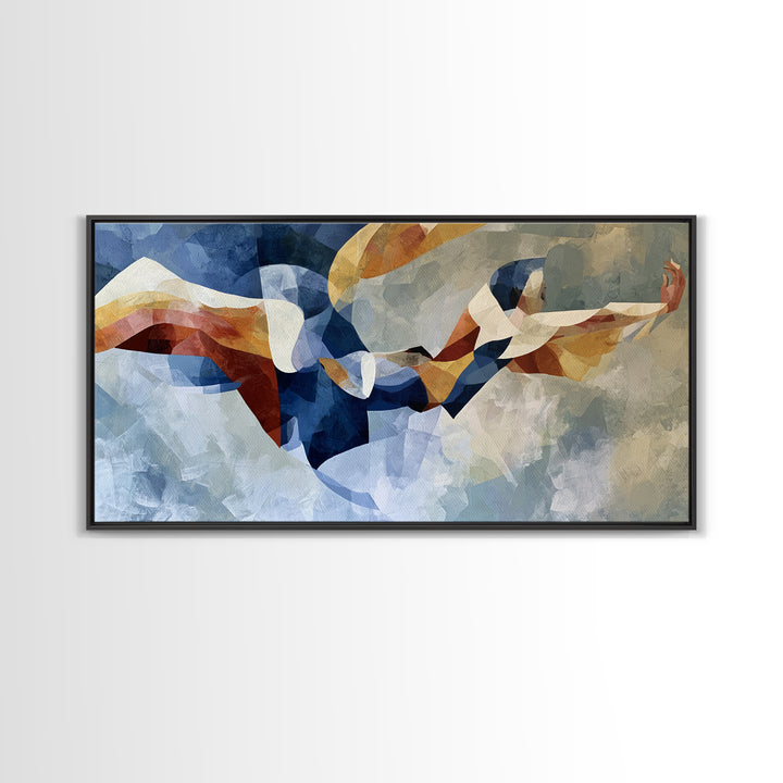 Dancer Figure Fractured into Vibrant Movement Canvas Print, Expressionist Art, Painting, Living Room Decor, Expression, EXP-2x1-48