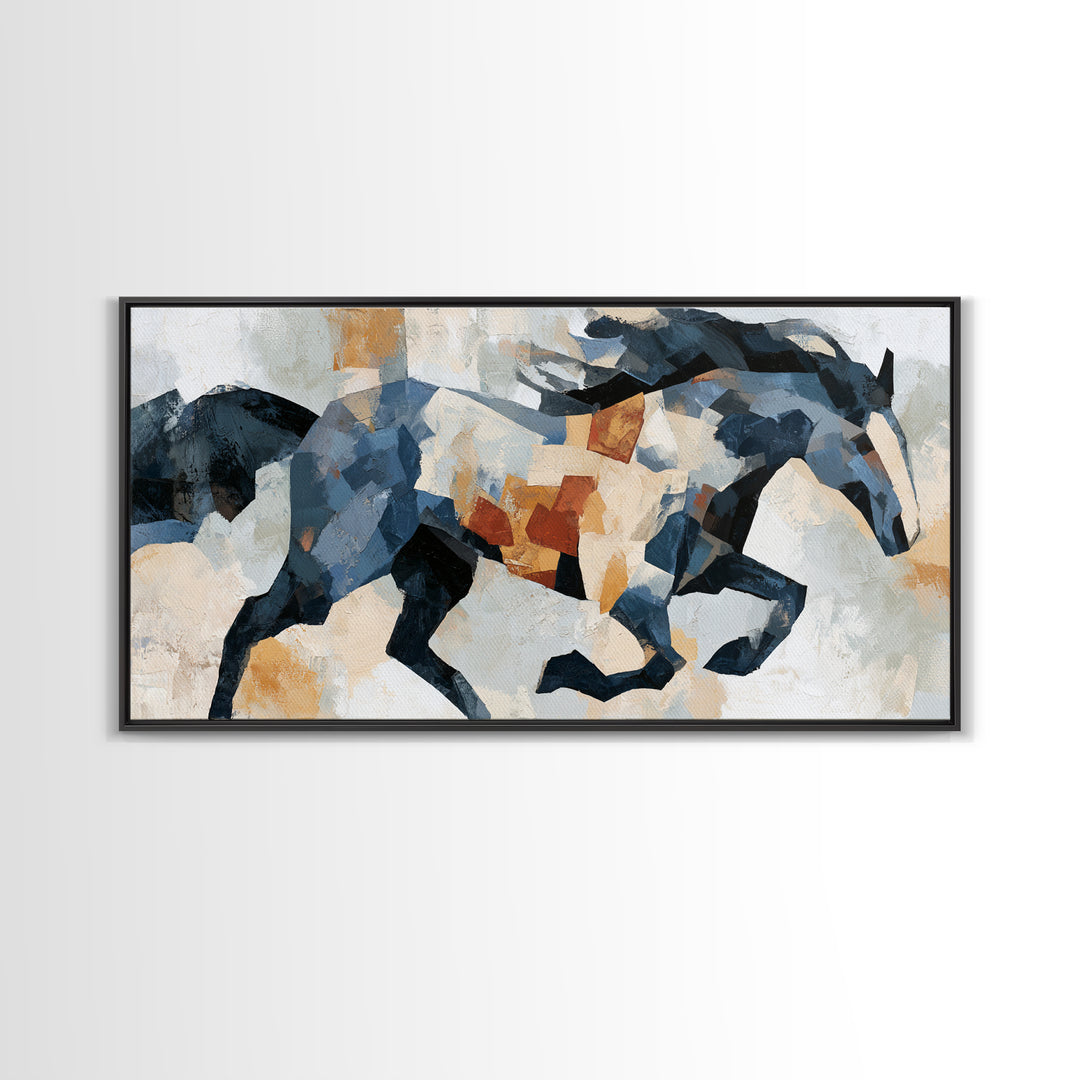 Expressionist Horse in Motion with Wild Mane Canvas Print, Expressionist Art, Painting, Living Room Decor, Fine Art, Expression, EXP-2x1-54