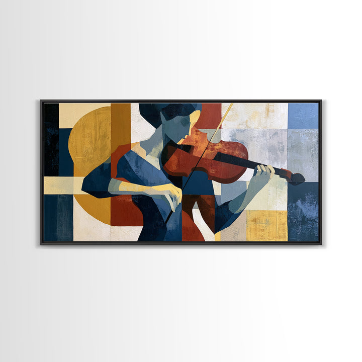 Violinist Painted in Electric Brush Marks Canvas Print, Expressionist Art, Digital Wall Art, Living Room Decor, Expression, EXP-2x1-57