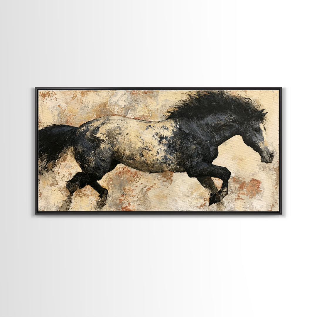 Expressionist Horse in Motion with Wild Mane Canvas Print, Expressionist Art, Minimalist Decor, Living Room Decor, Expression, EXP-2x1-6
