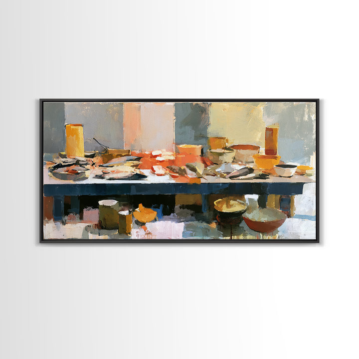 Fish Market Scene Canvas Print, Expressionist Art, Home Decor, Living Room Decor, Abstract Art, Expression, Canvas Art, EXP-2x1-66