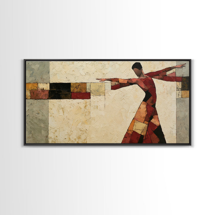 Dancer Figure Fractured into Vibrant Movement Canvas Print, Expressionist Art, Digital Wall Art, Living Room Decor, Expression, EXP-2x1-72