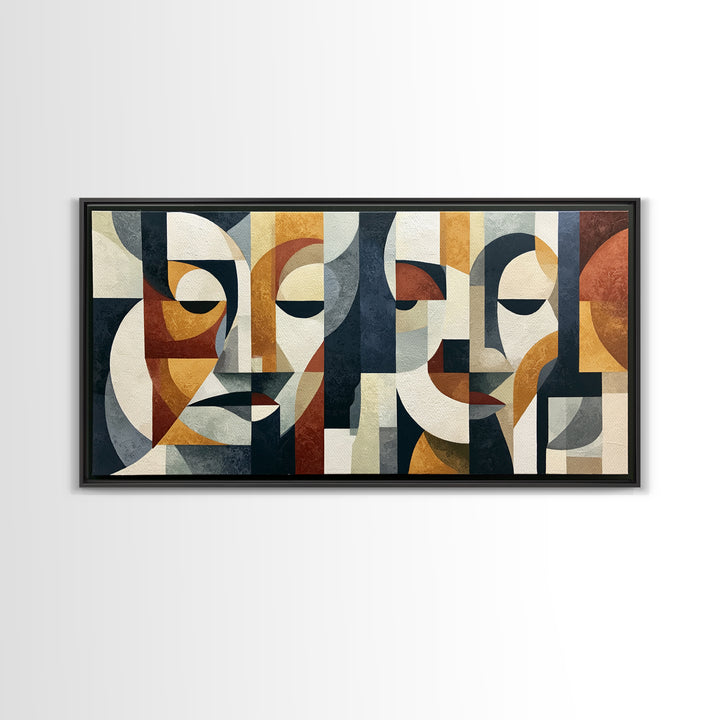 Abstract Face Split by Contrasting Emotions Canvas Print, Expressionist Art, Downloadable Prints, Living Room Decor, Expression, EXP-2x1-79