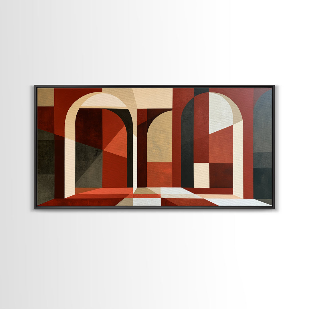 Red Room Interior Abstraction Without Realistic Furniture Canvas Print, Expressionist Art, Modern Art, Living Room Decor, EXP-2x1-87
