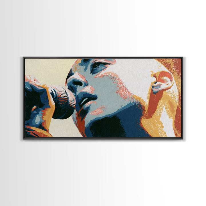 Portrait of a Singer Framed Canvas Print, Expressionist Art, Canvas Art, Living Room Decor, Expression, Moody Wall Art, EXP-2x1-88